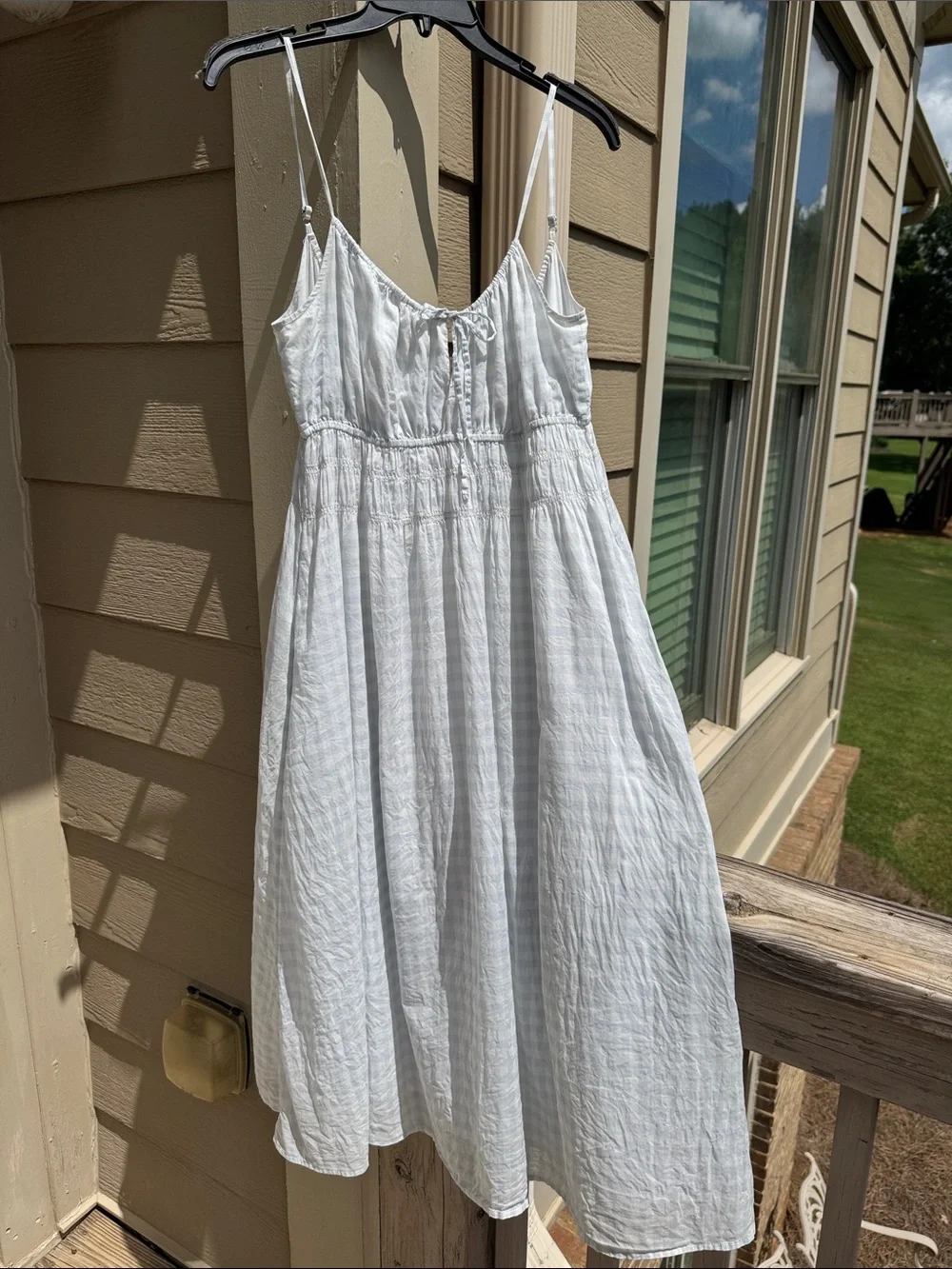 Tory Burch pale blue and White gingham Midi Sundress